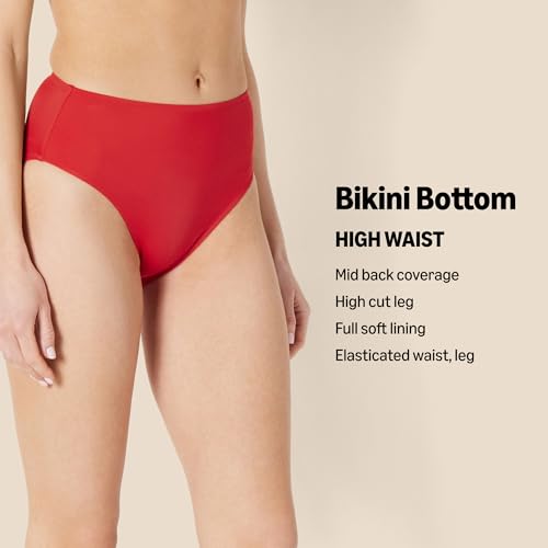 Amazon Essentials Women's High Waist High Leg Bikini Bottom, Washed Black, 14