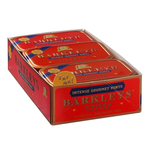 Barkleys Gourmet Mints - Ginger & Orange, 6 tins, 6-pack= 6 tins of 50g