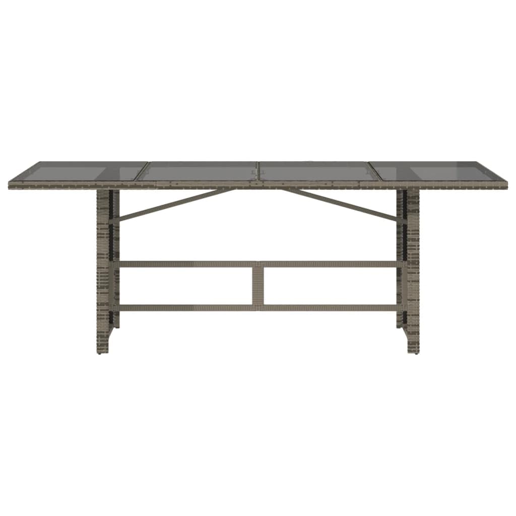vidaXL Gartentisch mit Glasplatte Grau 190x80x74 cm Poly Rattan