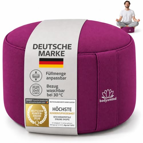 Body & Mind® Yogakissen rund 18 cm, waschbares Meditationskissen Fuchsia