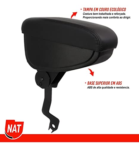 APOIO DE BRAÇO NOVO UNO MOBI 2011 A 2020 PRETO LINHA PRETA COURO SINTÉTICO