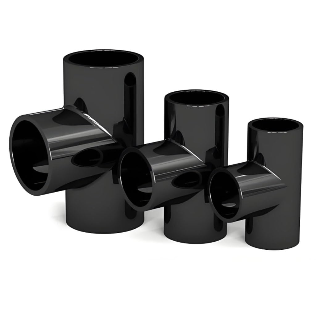 4Pcs Black T-Shirt PVC ID20MM 3-Way Elbow Connector, for DIY Projects