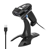 Plug and Play: Lettore codice a barre per PC/ Laptop/ POS dotato di un cavo da 1,5 m, carica i dati dei codici a barre istantaneamente e con precisione. Nessuna installazione di driver confuso, funziona anche con excel e altri software ware comuni