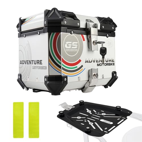 Top case moto en aluminium blanc de 45 litres pour casque