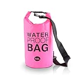 Bolsa Saco Estanque à Prova D'água 10L Alça Ajustável para Piscina Praia e Mergulho Impermeavel PVC (Rosa)