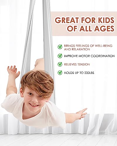 Sensory Swing For Kids And Adults, Uplayteck Special Needs Therapy Swing Indoor Outdoor, Hardware Included, Height Adjustable, Cuddle Ceiling Swing Hammock For Autism, Adhd, Sensory Processing Disorde #TOP2