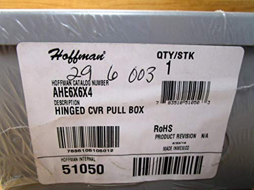 Hoffman Ahe6X6X4 Pull Box, Hinged Cover, Steel, 6" X 6" X 4", Gray #TOP1