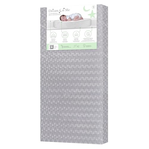 Image of Dream On Me Little Lullaby 5” 2-in-1 Crib & Toddler Mattress, Dual-Sided Infant & Toddler Support, Waterproof & Stain Resistant, GREENGUARD Gold & Baby Safety Alliance Certified - Silver Honeycomb