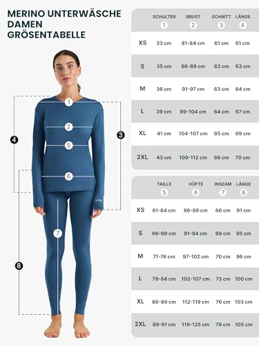 Merino.tech Merino Baselayer Set für Damen - Mittelschwere Thermo-Unterwäsche aus Merinowolle für Damen Oben und Unten (Small, 250 Black)