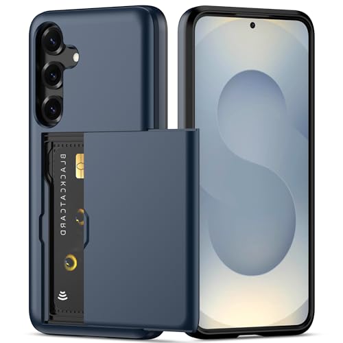 Nvollnoe for Samsung S25 Plus Case with Card Holder Dual Layer Heavy Duty Protective Case Hidden Card Slot Slim Wallet Cover for Samsung S25 Plus 6.7(Blue)
