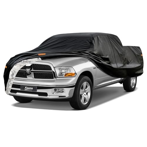 Image of Kayme Truck Cover Custom Fit Dodge Ram 1500(1994-2001) Regular Cab Short Bed. Full Exterior Heavy Duty Outdoor Pickup Truck Car Cover Waterproof All Weather.Car Tarp for Wind Sun Dust Protection.Black