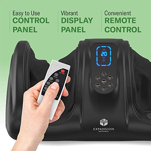 Shiatsu Foot Massager Machine With Heat & Vibration Foot And Calf Massager For Plantar Fasciitis And Neuropathy Pain, Deep Kneading, Increases Blood Flow Circulation W/Remote Control (Black) #TOP4