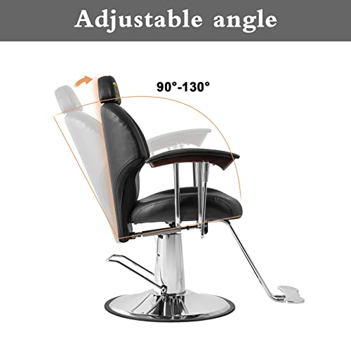 LUXMARS Barber Chair Reclining Salon Chair Styling Chair Hydraulic 360 Degrees Rolling Swivel Tattoo Chairs for Barbershop Hair Salon Spa Equipment-Silvery
