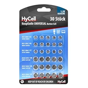 Lot de 30 Piles Boutons Universelles HyCell