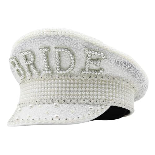 Chapeau de mariée capitaine blanc élégant pour fête d'enterrement de vie de jeune fille unique - 2