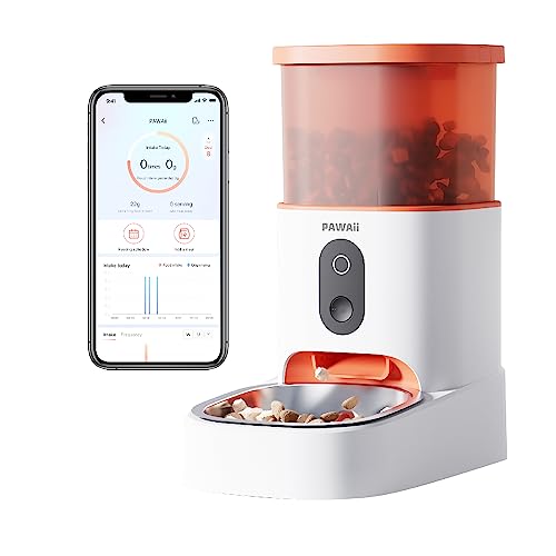 Pawaii Automatic Feeder with App Control, 2.4G Wi-Fi Enabled Smart Pet Feeder for Cat and Dog