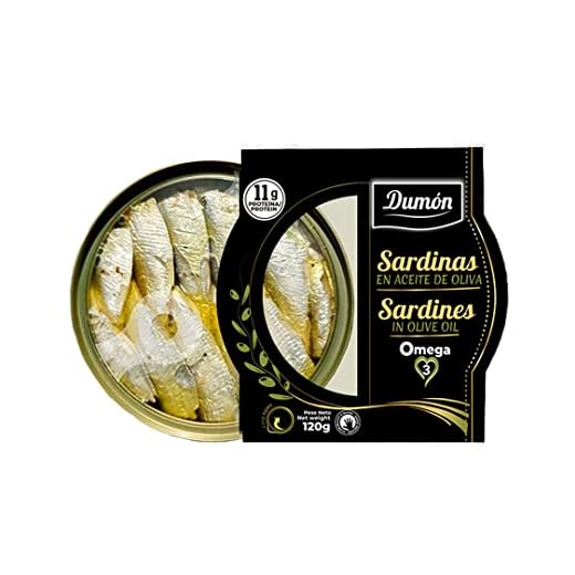 Dumon - 14 Unidades de 120 gr de Conserva de Sardina en Aceite de Oliva, Exclusivo Formato Transparente con Abre Fácil, Conserva de Pescado en Lata Alto Contenido en Proteínas y Omega 3