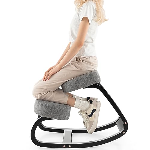 Goplus Kneeling Chair, Ergonomic Posture Chair with 4” Thick Padded Cushion, 330LBS Capacity, Ergo Kneel Support Stool for Back Neck Pain, Rocking Kneeling Desk Chair for Office Home Goplus Kneeling Chair, Ergonomic Posture Chair with 4” Thick Padded Cushion, 330LBS Capacity, Ergo Kneel Support Stool for Back Neck Pain, Rocking Kneeling Desk Chair for Office Home