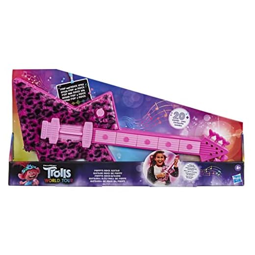 Trolls DreamWorks World Tour Poppy's Rock Guitar, Fun Musical Toy for Kids 4 Years and Up, Plays Just Want to Have Fun Two Ways
