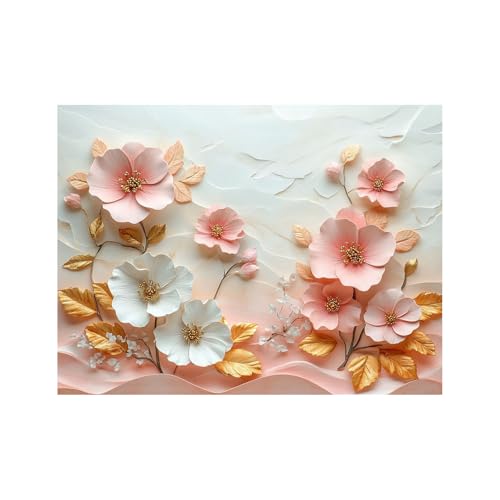 Tableau mural fleurs 3D rose en impression sur toile de style déco murale pour salon moderne
