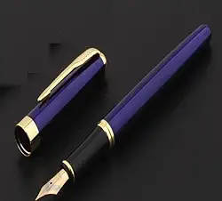 Caneta Fina Tinteiro Pena Luxo Presente Cor Azul - Com Tinta (Recarga 3ml)