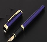 Caneta Fina Tinteiro Pena Luxo Presente Cor Azul - Com Tinta (Recarga 3ml)