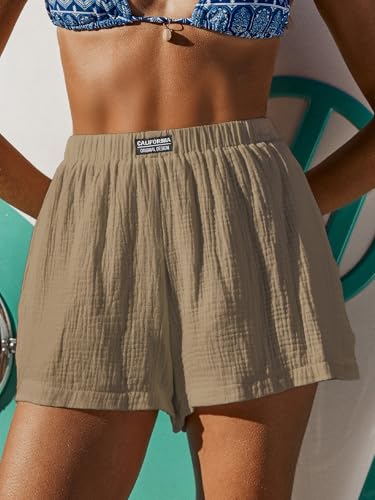 Image of CUPSHE Women's Casual Shorts Cotton High Rise Beach Cover Ups Summer Shorts with Pockets
