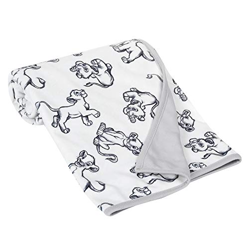 Image of Lambs & Ivy Disney Baby The Lion King Baby Blanket - White/Gray Minky/Jersey