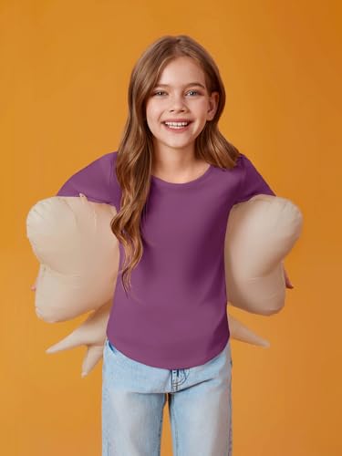 Image of Haloumoning Girls Puff Long Sleeve Shirts Fall Tops 5-14Y | Casual,Solid Color,Crewneck, Soft, Tunic Tops Blouse,Kids Long Sleeve T Shirt,,Fashion Clothes