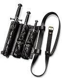 YAPKOLV Cintura Porta Katana in Pelle Nera per Tre Spade, Robusta e Regolabile, Soluzione Ideale per Trasporto Sicuro, Cosplay, Ricostruzioni Storiche e Appassionati Samurai.