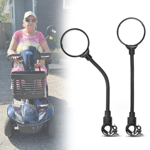 Electric Scooter Rear View Mirrors - 360° Rotating Wide-angle Rearview Mirror for Elderly Mobility Scooter & Wheelchair Assist Aids, 2PCS (A)