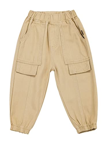 Kids Toddler Boys Cargo Jogger Pants Elastic Waist Casual Jogging Trousers with Multi Pocket3