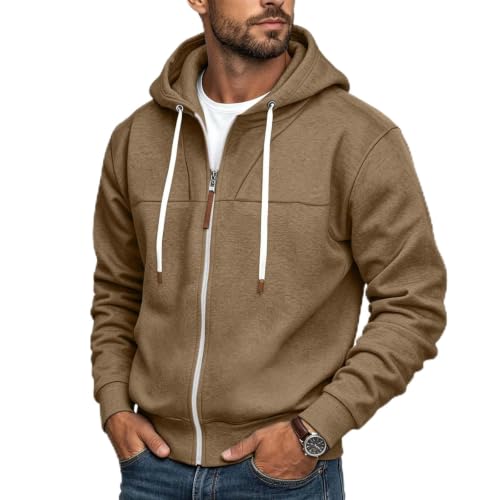 Mens Full Zip Hoodies Fashion Fleece Drawstring Hooded Sweatshirts Jackets - image 1