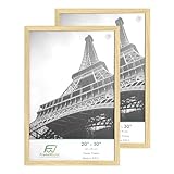 FrameWorks 20”x30” Wooden Poster Frame, Classic Natural Oak Matte Edged Frames w/Shatterproof Acrylic Glass, Photos, Posters, Prints, Wall Decor – Home, Office, Gallery Display - Natural Oak - 2 Pack