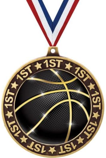 2.75" 1st Place Basketball Shadow Medal Award, Gold Trophy Medal