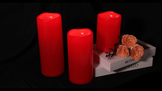 Image of NURADA Large Waterproof Flameless Candles 6 inch 8 inch 10 inch x 4 inch - Outdoor Indoor LED Pillar Flickering Candle Battery Operated with Timer Remote for Patio Porch Christmas Decor - Red Set of 3