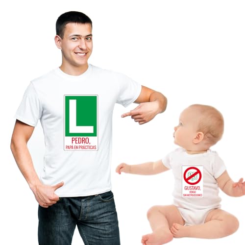 Camiseta para ‘Papá en prácticas’ más body para bebé