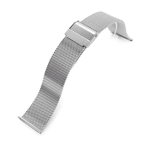 MiLTAT Cinturino classico in maglia superfine a sgancio rapido lucido 22 mm