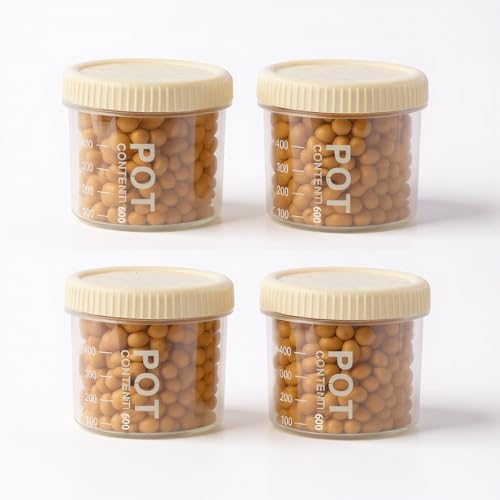 4 Pezzi Contenitori Ermetici per Alimenti, Contenitore Plastica Trasparente con Coperchio, 600ml Barattoli Cucina, Barattoli per Alimenti a Bocca Larga, per Conservare Avena, Cereali, Caramelle