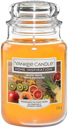 Yankee Candle Exotic Fruits - Mango, orange and pineapple softened with musk. Tropical summer scent - Large