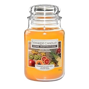 Yankee Candle Fruits exotiques – Mangue, orange et ananas adoucis au musc Parfum été tropical – Grand modèle