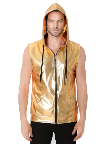Déguisement disco années 70 parfait pour soirée à thème homme veste gilet zippé brillant