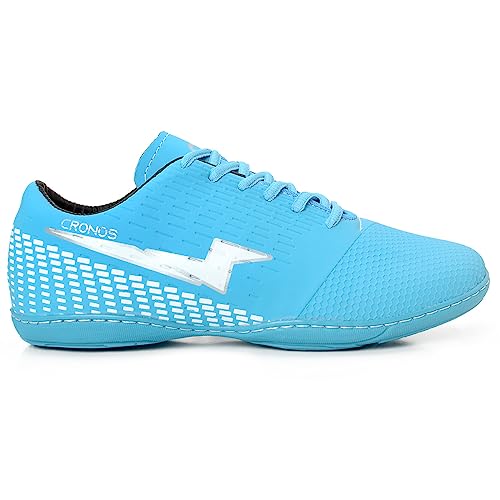 Chuteira Futsal Cr Cronos Quadra Masculino Feminino Sola Costurada (35, Azul celeste)