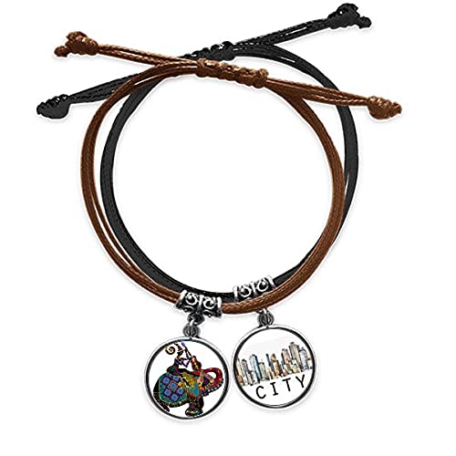 Bracelet corde totem éléphant style minorité de Chine en cuir tressé Sidi chic