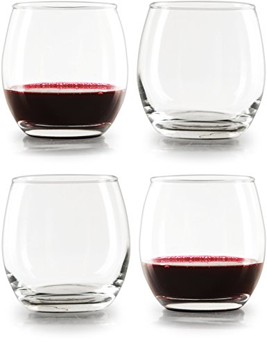 image for Circleware Downtown Stemless Wine Lead-Free Glass Cups for Bar, Water,