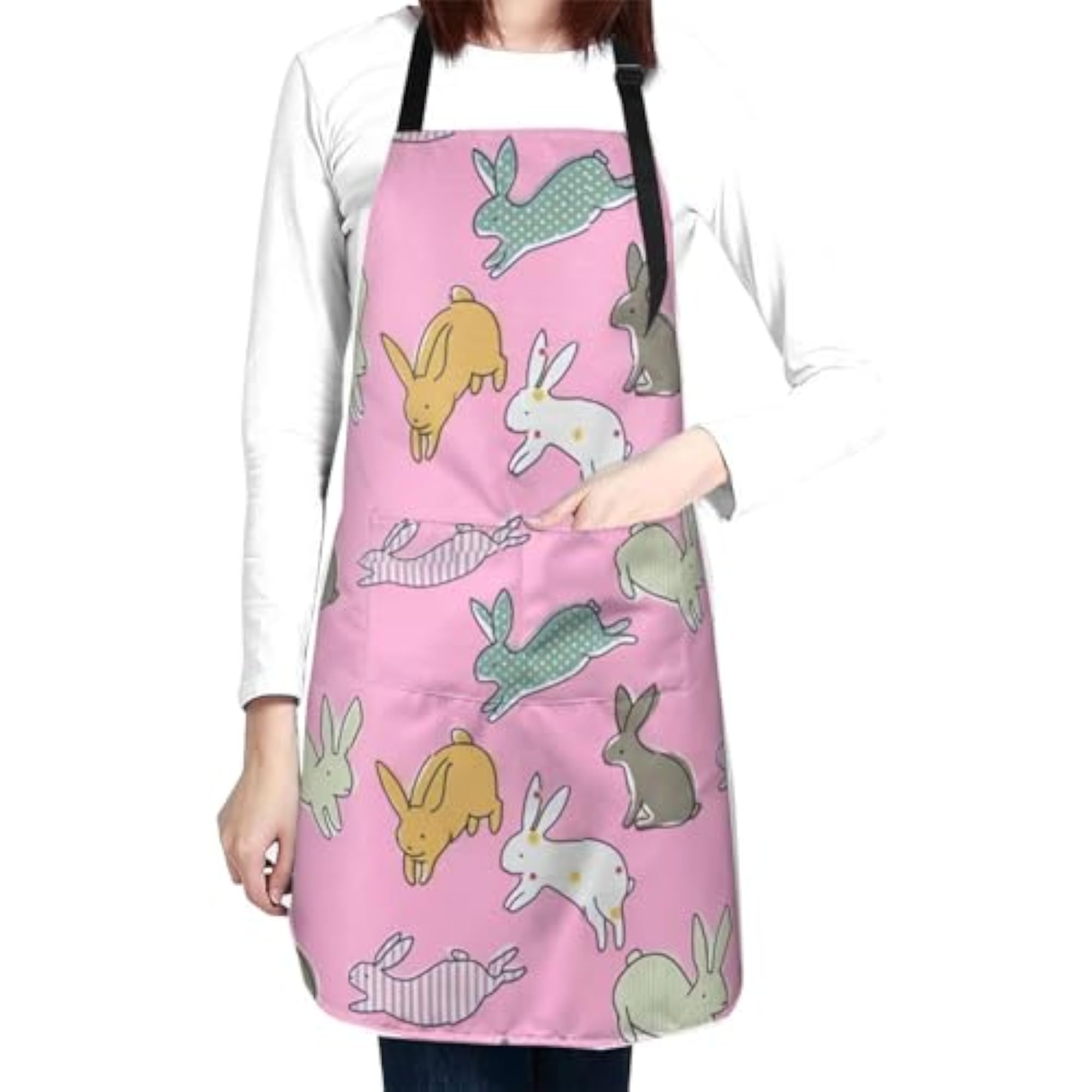 Easter Bunny Egg Pattern Print Adjustable Kitchen Apron