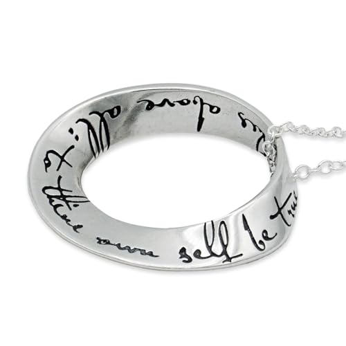Sobriety Gifts for Women | Sterling Silver Recovery Necklace 18” Length with Engraved Infinite Mobius Pendant | One Day at a Time | To Thine Own Self be True | Let Go and Let God