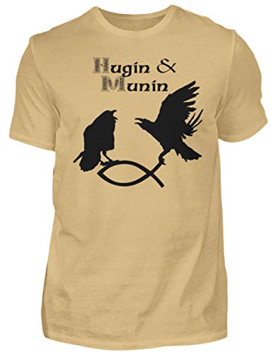 Hugin & Munin t-shirt homme beige large haut col rond manches courtes