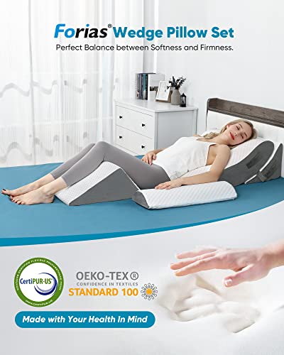 Forias FS-WP-B3 4Pcs Wedge Pillow Set For Acid Reflux Relief Orthopedic Wedge Pillow Headboard Adjustable Bed Wedge Pillow For Sleeping Post Surgery Back Legs Pain Snoring Sleep Apnea Gerd thumb #1