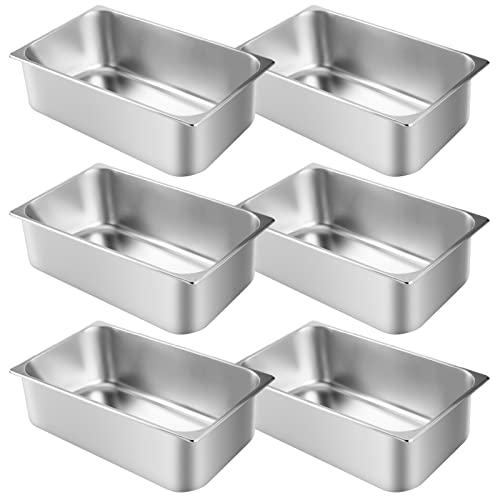IMMERROT 6 Inch Deep 1/1 Full Size Hotel Pans 21 Gauge Steam Table Pans Anti-Jamming Commercial 18/8 Stainless Steam Steamer Evaporator Pan for Catering Restaurant Food Storage 6 Pack